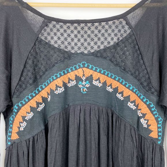 Woolrich, NWOT, Womens Blouse Black Long Sleeve Embroider, Medium - Picture 4 of 5